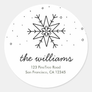 Sticker d'adresse de retour simple Snowflake