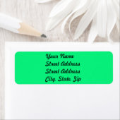 Sticker d'adresse de retour vert brillant (En situation)