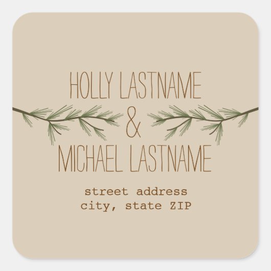 Sticker d'adresse des branches à feuillage persist (Devant)