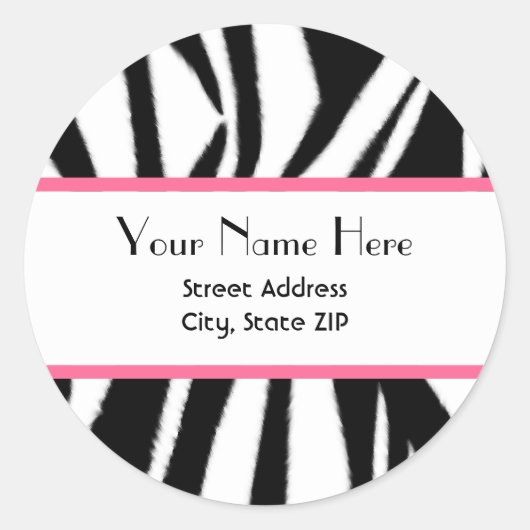 Sticker d'adresse d'impression et rose Zebra (Devant)
