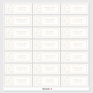 Sticker d'adresse d'invité Monogram Gold Leafy Cre