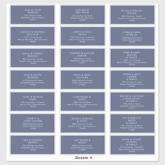 Sticker d'adresse du Mariage de Dark Navy (Feuille)