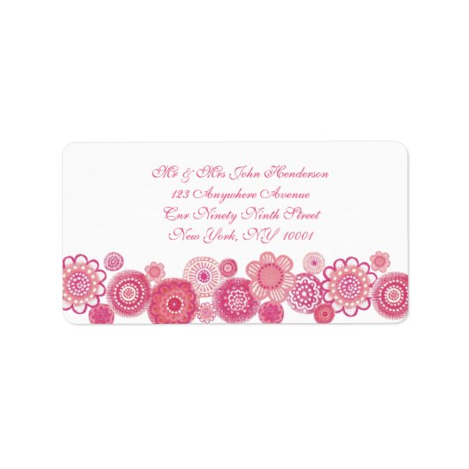 Sticker d'adresse florale rose et blanc (Devant)