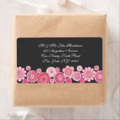 Sticker d'adresse florale rose et gris (En situation)