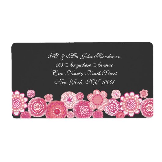Sticker d'adresse florale rose et gris (Devant)