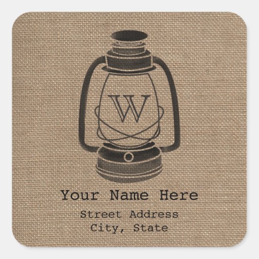 Sticker d'adresse monogramme inspirée par Burlap (Devant)