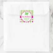 Sticker d'adresse Monogramme points rose et vert (Sac)