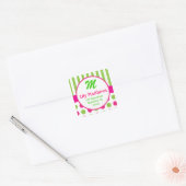 Sticker d'adresse Monogramme points rose et vert (Enveloppe)