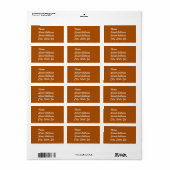 Sticker d'adresse orange brûlé (Feuille entière)