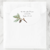 Sticker d'adresse ovale de Noël - Branche de pin (Sac)