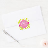 Sticker d'adresse Pois Lime Green Pink Stripes (Enveloppe)