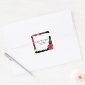 Sticker d'adresse Roses roses + Grilles (Enveloppe)