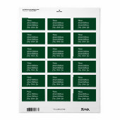 Sticker d'adresse verte de la forêt (Feuille entière)