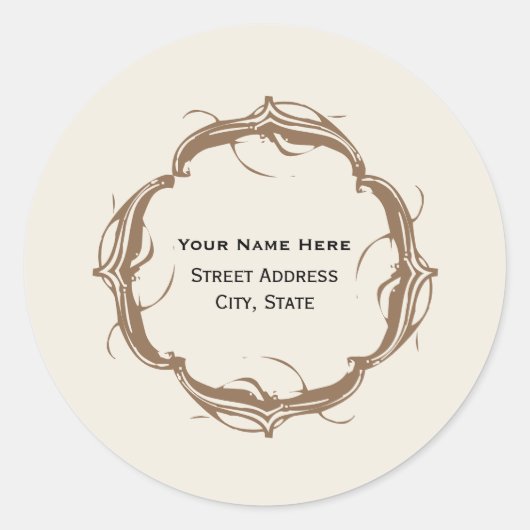 Sticker d'adresse vintage - Brown (Devant)