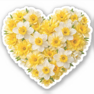 Sticker Daffodil Heart March Birth Flower
