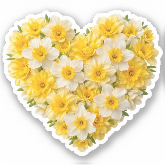 Sticker Daffodil Heart March Birth Flower (Devant)