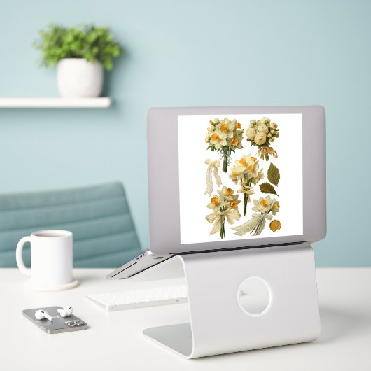 Sticker Daffodils Bouquet Spring Wedding Fussy Cut  (Ordinateur portable sur le bureau)