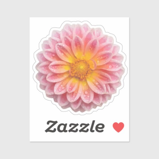 Sticker Dahlia et Dew Drops (Feuille)