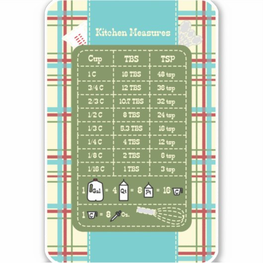 Sticker d'aide à la mesure de la cuisine de pays (Devant)