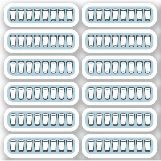 Sticker Daily Water Tracker Bujo Planner (Devant)