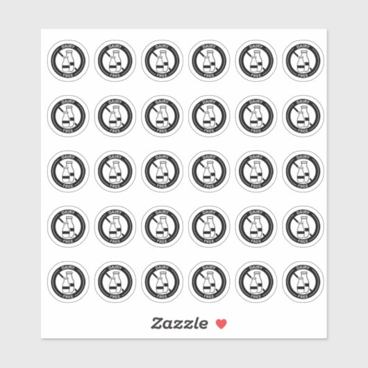 Sticker Dairy Free Wedding Place Card Mini Food Allergy (Feuille)