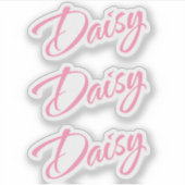 Sticker Daisy nom rose cursive police x3 (Devant)