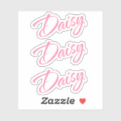 Sticker Daisy nom rose cursive police x3 (Feuille)