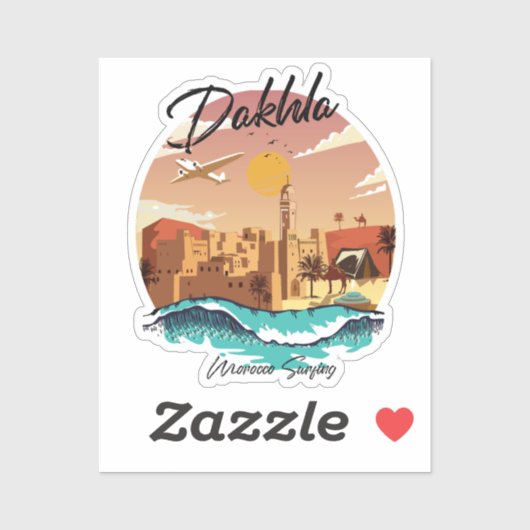 Sticker Dakhla Maroc surf (Feuille)