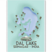 Sticker Dal Lake, Srinagar, Inde poster de voyage Carte (Devant)