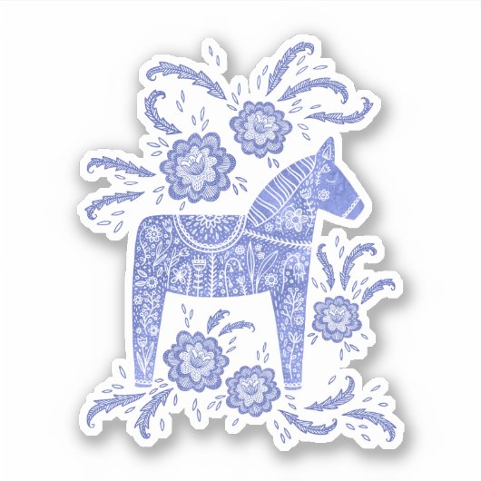 Sticker Dala suédois Cheval bleu (Devant)