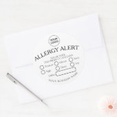 Sticker d'alerte d'allergie noire blanche simple (Enveloppe)