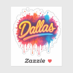 Sticker Dallas Neon Street Art Splash - Ville rétro vibran