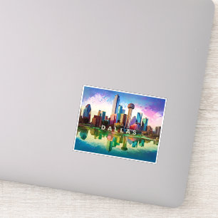 Sticker Dallas Skyline Art Abstrait