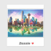 Sticker Dallas Skyline Art Abstrait (Feuille)