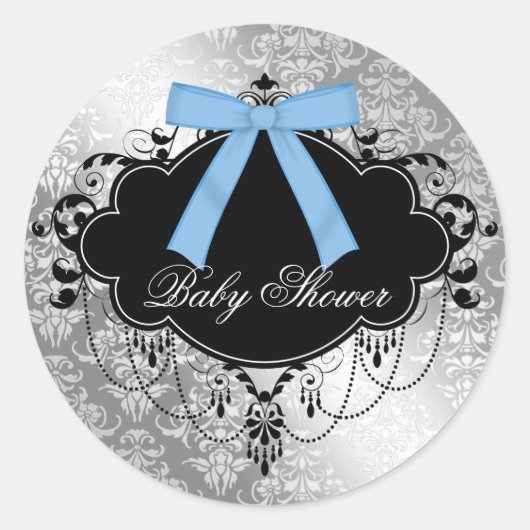 Sticker Damask Blue Black Baby Boy Shoy (Devant)