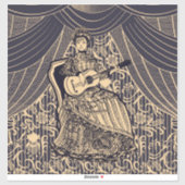 Sticker Dame avec guitare (Feuille)