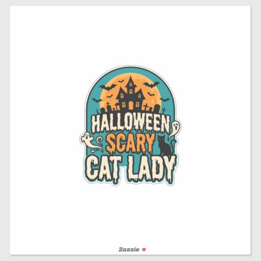 Sticker Dame de chat Halloween Épouvantable Maison hantée (Feuille)