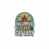 Sticker Dame de chat Halloween Épouvantable Maison hantée (Devant)