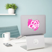 Sticker Dame du chat (Ordinateur portable sur le bureau)