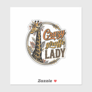 Sticker Dame girafe folle design de t-shirt avec gravure v