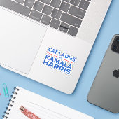 Sticker Dames de chat pour Kamala Harris (Ordinateur portable avec iPhone)