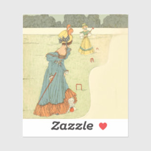 Sticker Dames victoriennes Croquet Fête de jardin vintage
