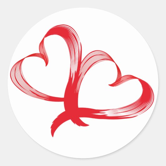 Sticker d'amour double coeur rouge (Devant)