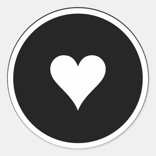 Sticker d'amour du coeur noir et blanc / Sceau (Devant)