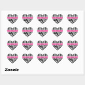 Sticker d'amour noir, blanc, PInk Damask (Feuille)