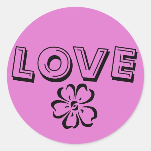Sticker d'amour rose chaud rétro Hipster avec Fleu (Devant)