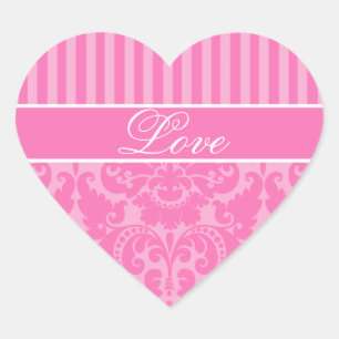 Sticker d'amour rose rayé Damask