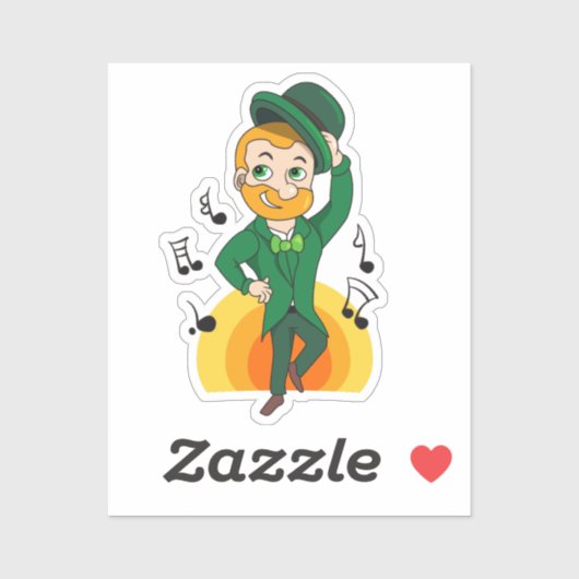 Sticker Dancing leprechaun, dessin animé de la Saint Patri (Feuille)