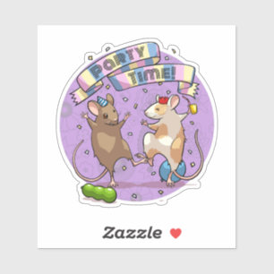 Sticker Dancing Mice Fête Horaire Bannière Confetti & Ball