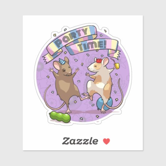 Sticker Dancing Mice Fête Horaire Bannière Confetti & Ball (Feuille)